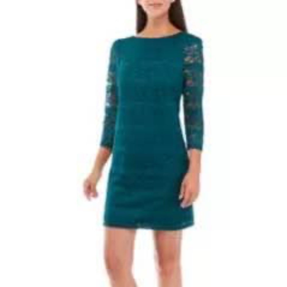 Jessica Howard Women's 3/4 Sleeve Solid Lace Sheath Dress - US 10 Petite